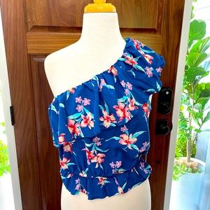 One Shoulder Floral Top Size Medium